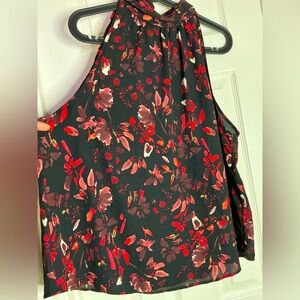 Vibrant Red and Orange Sleeveless Tank Top with High Neckline